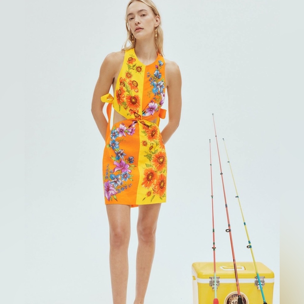 NWOT Alemais Yellow and Orange Mini Dress